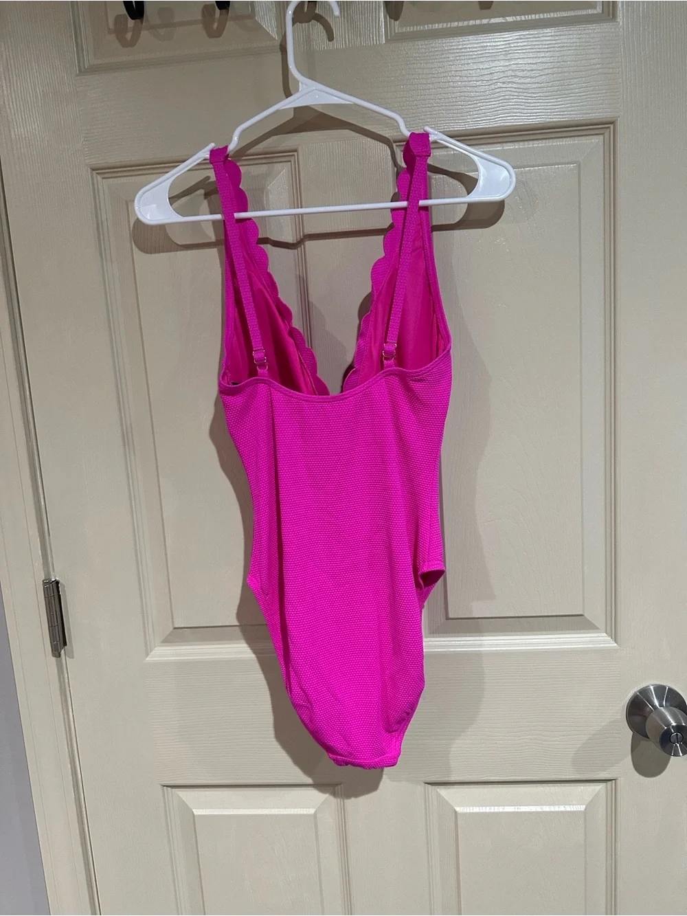 Kate Spade New York Pique Solids Scalloped Plunge One-Piece Swimsuit